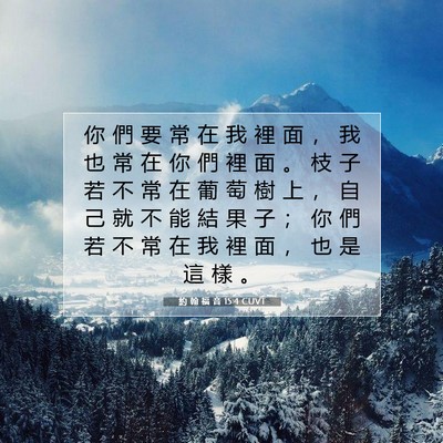 Picture 07 - 約 翰 福 音 15:4 CUVT - 你 們 要 常 在 我 裡 面 ， 我 也 常 - Bible Verse Picture