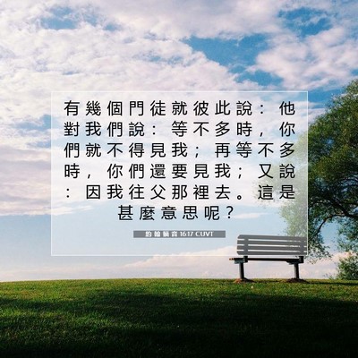 Picture 07 - 約 翰 福 音 16:17 CUVT - 有 幾 個 門 徒 就 彼 此 說 ： 他 對 - Bible Verse Picture