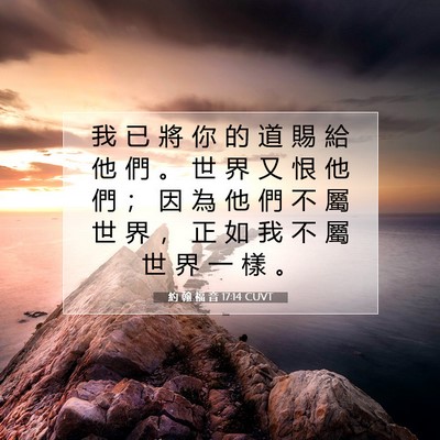 Picture 07 - 約 翰 福 音 17:14 CUVT - 我 已 將 你 的 道 賜 給 他 們 。 世 - Bible Verse Picture