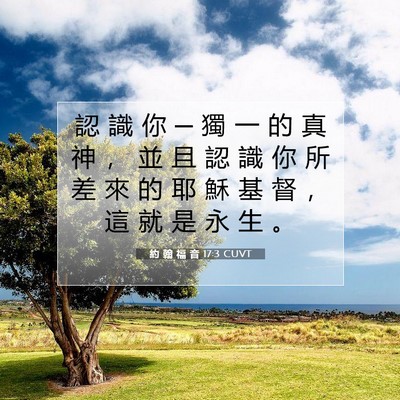 Picture 07 - 約 翰 福 音 17:3 CUVT - 認 識 你 ─ 獨 一 的 真 神 ， 並 且 - Bible Verse Picture