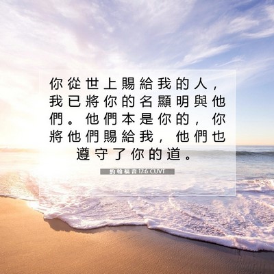 Picture 07 - 約 翰 福 音 17:6 CUVT - 你 從 世 上 賜 給 我 的 人 ， 我 已 - Bible Verse Picture