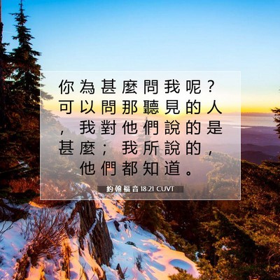 Picture 07 - 約 翰 福 音 18:21 CUVT - 你 為 甚 麼 問 我 呢 ？ 可 以 問 那 - Bible Verse Picture