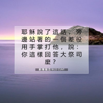 Picture 07 - 約 翰 福 音 18:22 CUVT - 耶 穌 說 了 這 話 ， 旁 邊 站 著 的 - Bible Verse Picture