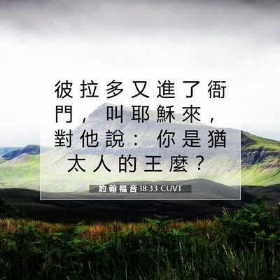 Picture 07 - 約 翰 福 音 18:33 CUVT - 彼 拉 多 又 進 了 衙 門 ， 叫 耶 穌 - Bible Verse Picture