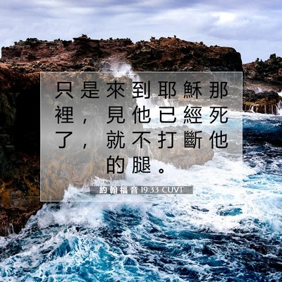Picture 07 - 約 翰 福 音 19:33 CUVT - 只 是 來 到 耶 穌 那 裡 ， 見 他 已 - Bible Verse Picture
