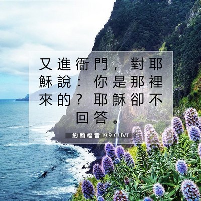 Picture 07 - 約 翰 福 音 19:9 CUVT - 又 進 衙 門 ， 對 耶 穌 說 ： 你 是 - Bible Verse Picture