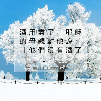 Picture 07 - 約 翰 福 音 2:3 CUVT - 酒 用 盡 了 ， 耶 穌 的 母 親 對 他 - Bible Verse Picture