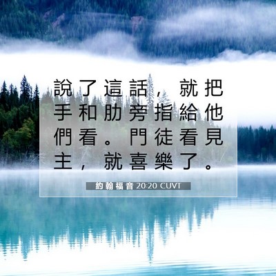 Picture 07 - 約 翰 福 音 20:20 CUVT - 說 了 這 話 ， 就 把 手 和 肋 旁 指 - Bible Verse Picture