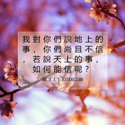 Picture 07 - 約 翰 福 音 3:12 CUVT - 我 對 你 們 說 地 上 的 事 ， 你 們 - Bible Verse Picture