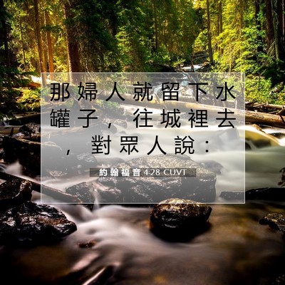 Picture 07 - 約 翰 福 音 4:28 CUVT - 那 婦 人 就 留 下 水 罐 子 ， 往 城 - Bible Verse Picture
