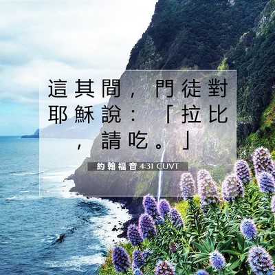 Picture 07 - 約 翰 福 音 4:31 CUVT - 這 其 間 ， 門 徒 對 耶 穌 說 ： 「 - Bible Verse Picture