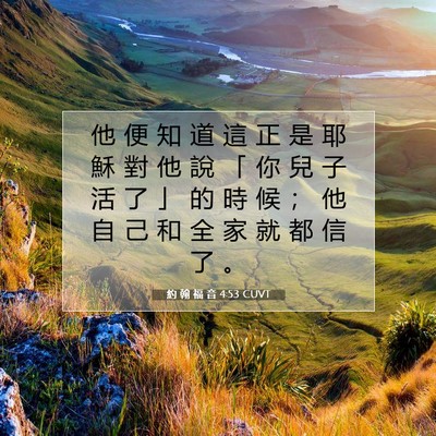 Picture 07 - 約 翰 福 音 4:53 CUVT - 他 便 知 道 這 正 是 耶 穌 對 他 說 - Bible Verse Picture
