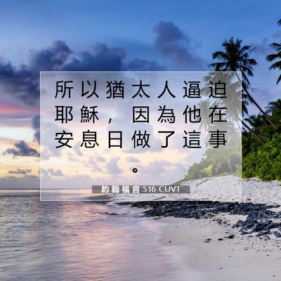 Picture 07 - 約 翰 福 音 5:16 CUVT - 所 以 猶 太 人 逼 迫 耶 穌 ， 因 為 - Bible Verse Picture
