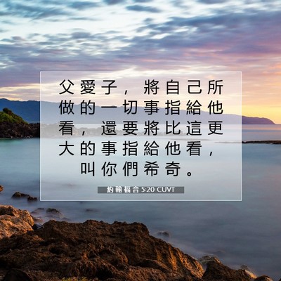 Picture 07 - 約 翰 福 音 5:20 CUVT - 父 愛 子 ， 將 自 己 所 做 的 一 切 - Bible Verse Picture