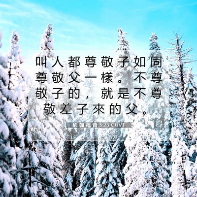 Picture 07 - 約 翰 福 音 5:23 CUVT - 叫 人 都 尊 敬 子 如 同 尊 敬 父 一 - Bible Verse Picture