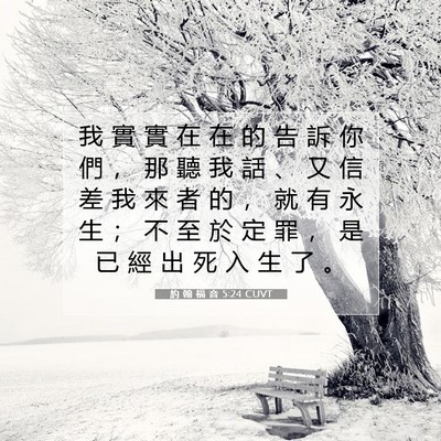 Picture 07 - 約 翰 福 音 5:24 CUVT - 我 實 實 在 在 的 告 訴 你 們 ， 那 - Bible Verse Picture