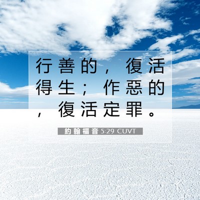 Picture 07 - 約 翰 福 音 5:29 CUVT - 行 善 的 ， 復 活 得 生 ； 作 惡 的 - Bible Verse Picture