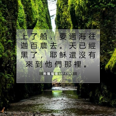 Picture 07 - 約 翰 福 音 6:17 CUVT - 上 了 船 ， 要 過 海 往 迦 百 農 去 - Bible Verse Picture