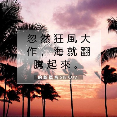 Picture 07 - 約 翰 福 音 6:18 CUVT - 忽 然 狂 風 大 作 ， 海 就 翻 騰 起 - Bible Verse Picture