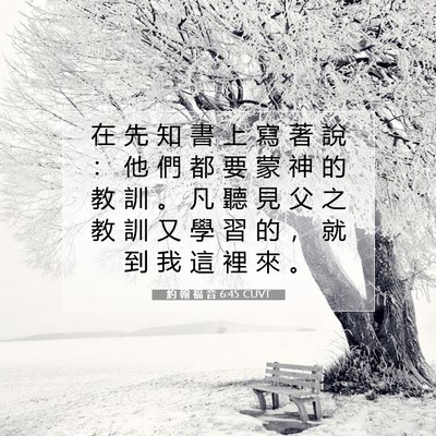 Picture 07 - 約 翰 福 音 6:45 CUVT - 在 先 知 書 上 寫 著 說 ： 他 們 都 - Bible Verse Picture
