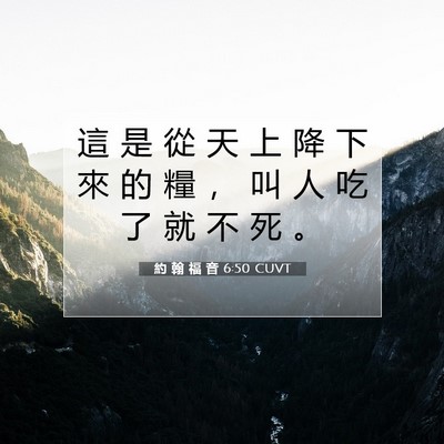 Picture 07 - 約 翰 福 音 6:50 CUVT - 這 是 從 天 上 降 下 來 的 糧 ， 叫 - Bible Verse Picture