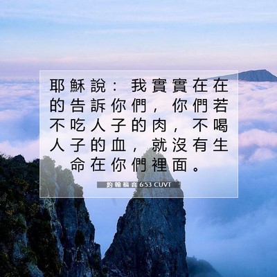 Picture 07 - 約 翰 福 音 6:53 CUVT - 耶 穌 說 ： 我 實 實 在 在 的 告 訴 - Bible Verse Picture