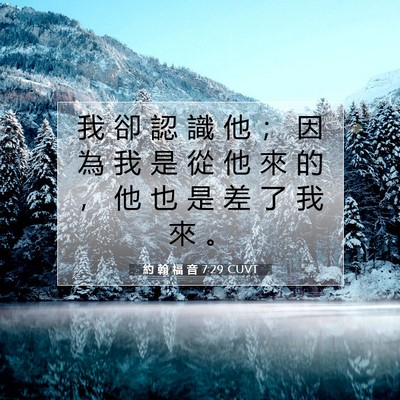 Picture 07 - 約 翰 福 音 7:29 CUVT - 我 卻 認 識 他 ； 因 為 我 是 從 他 - Bible Verse Picture