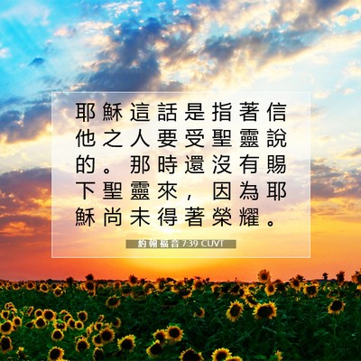 Picture 07 - 約 翰 福 音 7:39 CUVT - 耶 穌 這 話 是 指 著 信 他 之 人 要 - Bible Verse Picture