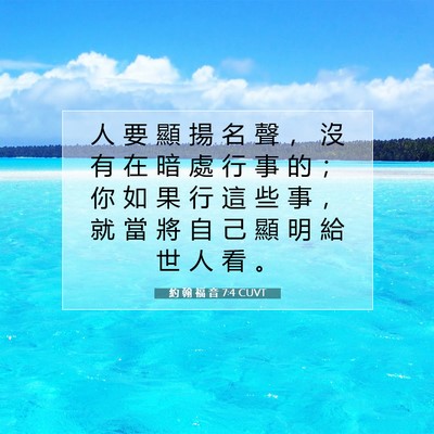 Picture 07 - 約 翰 福 音 7:4 CUVT - 人 要 顯 揚 名 聲 ， 沒 有 在 暗 處 - Bible Verse Picture