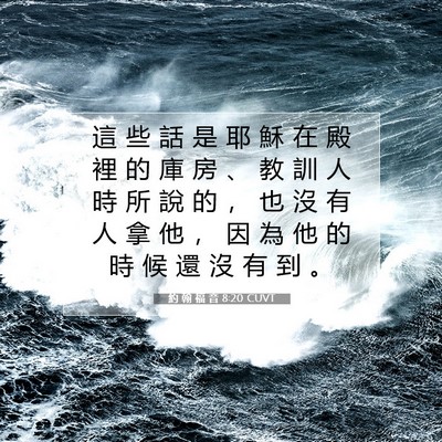 Picture 07 - 約 翰 福 音 8:20 CUVT - 這 些 話 是 耶 穌 在 殿 裡 的 庫 房 - Bible Verse Picture