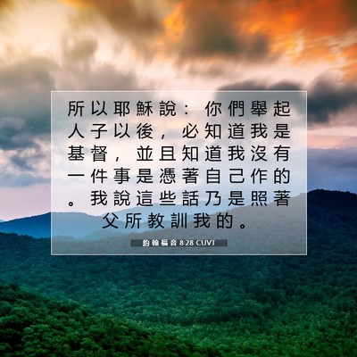 Picture 07 - 約 翰 福 音 8:28 CUVT - 所 以 耶 穌 說 ： 你 們 舉 起 人 子 - Bible Verse Picture