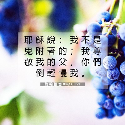 Picture 07 - 約 翰 福 音 8:49 CUVT - 耶 穌 說 ： 我 不 是 鬼 附 著 的 ； - Bible Verse Picture