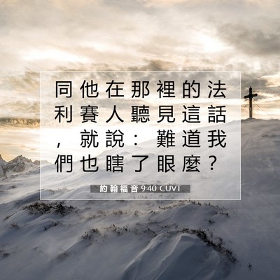 Picture 07 - 約 翰 福 音 9:40 CUVT - 同 他 在 那 裡 的 法 利 賽 人 聽 見 - Bible Verse Picture