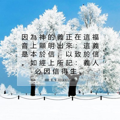 Picture 07 - 羅 馬 書 1:17 CUVT - 因 為 神 的 義 正 在 這 福 音 上 顯 - Bible Verse Picture