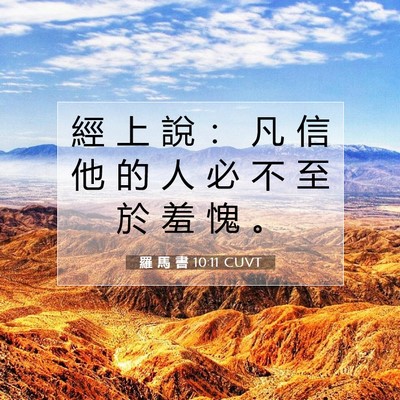 Picture 07 - 羅 馬 書 10:11 CUVT - 經 上 說 ： 凡 信 他 的 人 必 不 至 - Bible Verse Picture