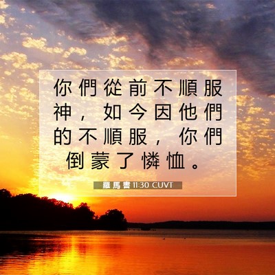 Picture 07 - 羅 馬 書 11:30 CUVT - 你 們 從 前 不 順 服 神 ， 如 今 因 - Bible Verse Picture