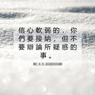 Picture 07 - 羅 馬 書 14:1 CUVT - 信 心 軟 弱 的 ， 你 們 要 接 納 ， - Bible Verse Picture