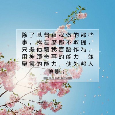 Picture 07 - 羅 馬 書 15:18 CUVT - 除 了 基 督 藉 我 做 的 那 些 事 ， - Bible Verse Picture