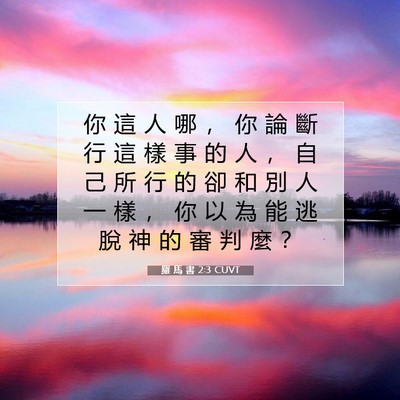 Picture 07 - 羅 馬 書 2:3 CUVT - 你 這 人 哪 ， 你 論 斷 行 這 樣 事 - Bible Verse Picture