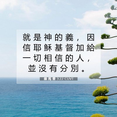 Picture 07 - 羅 馬 書 3:22 CUVT - 就 是 神 的 義 ， 因 信 耶 穌 基 督 - Bible Verse Picture