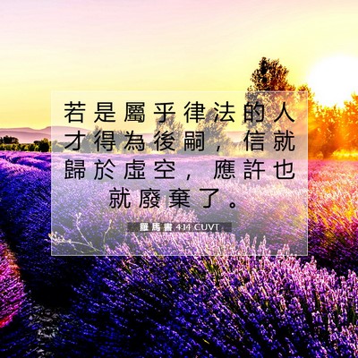 Picture 07 - 羅 馬 書 4:14 CUVT - 若 是 屬 乎 律 法 的 人 才 得 為 後 - Bible Verse Picture