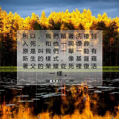 Picture 07 - 羅 馬 書 6:4 CUVT - 所 以 ， 我 們 藉 著 洗 禮 歸 入 死 - Bible Verse Picture