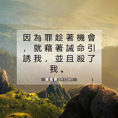Picture 07 - 羅 馬 書 7:11 CUVT - 因 為 罪 趁 著 機 會 ， 就 藉 著 誡 - Bible Verse Picture