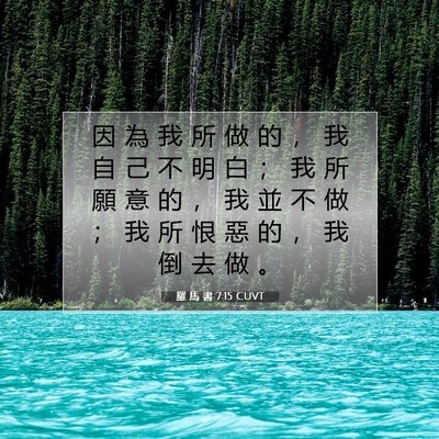 Picture 07 - 羅 馬 書 7:15 CUVT - 因 為 我 所 做 的 ， 我 自 己 不 明 - Bible Verse Picture