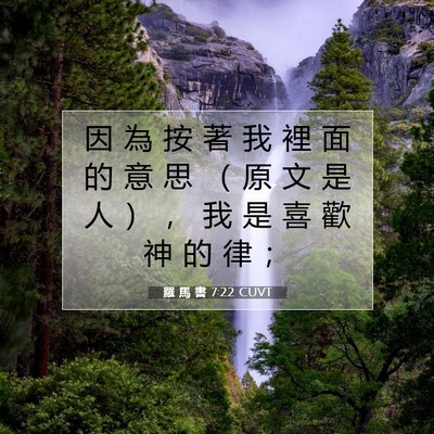 Picture 07 - 羅 馬 書 7:22 CUVT - 因 為 按 著 我 裡 面 的 意 思 （ 原 - Bible Verse Picture