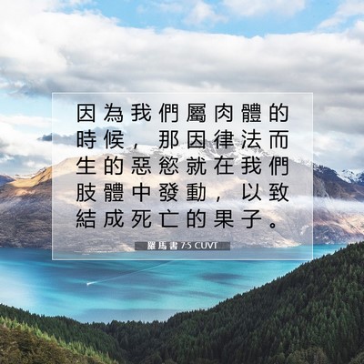 Picture 07 - 羅 馬 書 7:5 CUVT - 因 為 我 們 屬 肉 體 的 時 候 ， 那 - Bible Verse Picture