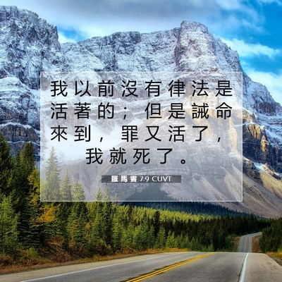 Picture 07 - 羅 馬 書 7:9 CUVT - 我 以 前 沒 有 律 法 是 活 著 的 ； - Bible Verse Picture