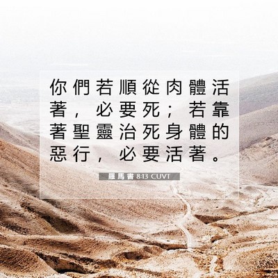 Picture 07 - 羅 馬 書 8:13 CUVT - 你 們 若 順 從 肉 體 活 著 ， 必 要 - Bible Verse Picture