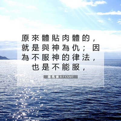 Picture 07 - 羅 馬 書 8:7 CUVT - 原 來 體 貼 肉 體 的 ， 就 是 與 神 - Bible Verse Picture