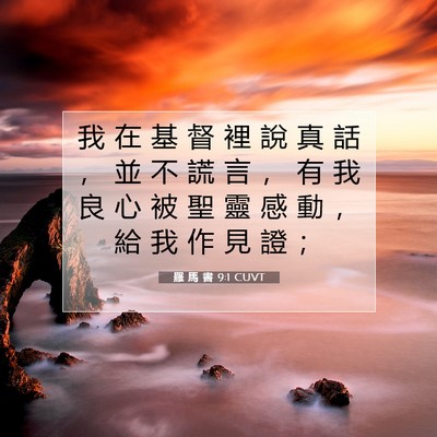 Picture 07 - 羅 馬 書 9:1 CUVT - 我 在 基 督 裡 說 真 話 ， 並 不 謊 - Bible Verse Picture